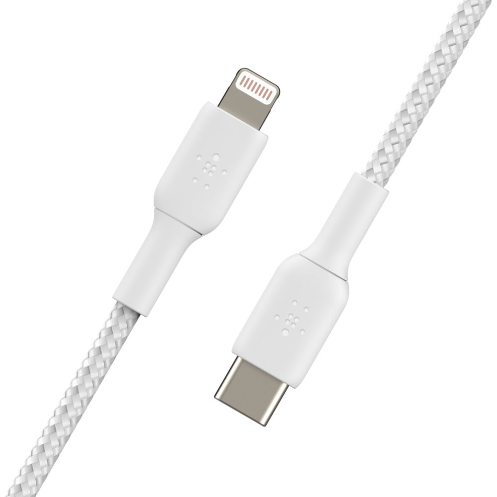 Belkin USB-C auf Lightning Kabel, 2 m, Weiss, geflochten (Nylon)