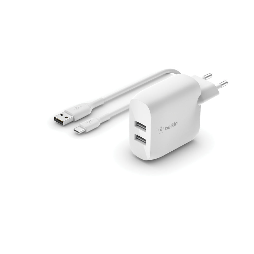 Belkin Ladegerät – 24 W, 2× USB-A, mit 1 m USB-C-Kabel
