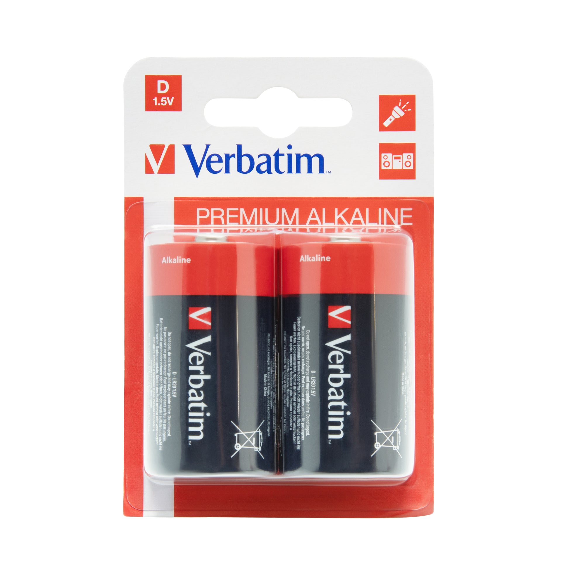 Verbatim D Batterien, Alkaline, 1,5 V – 2 Stk.