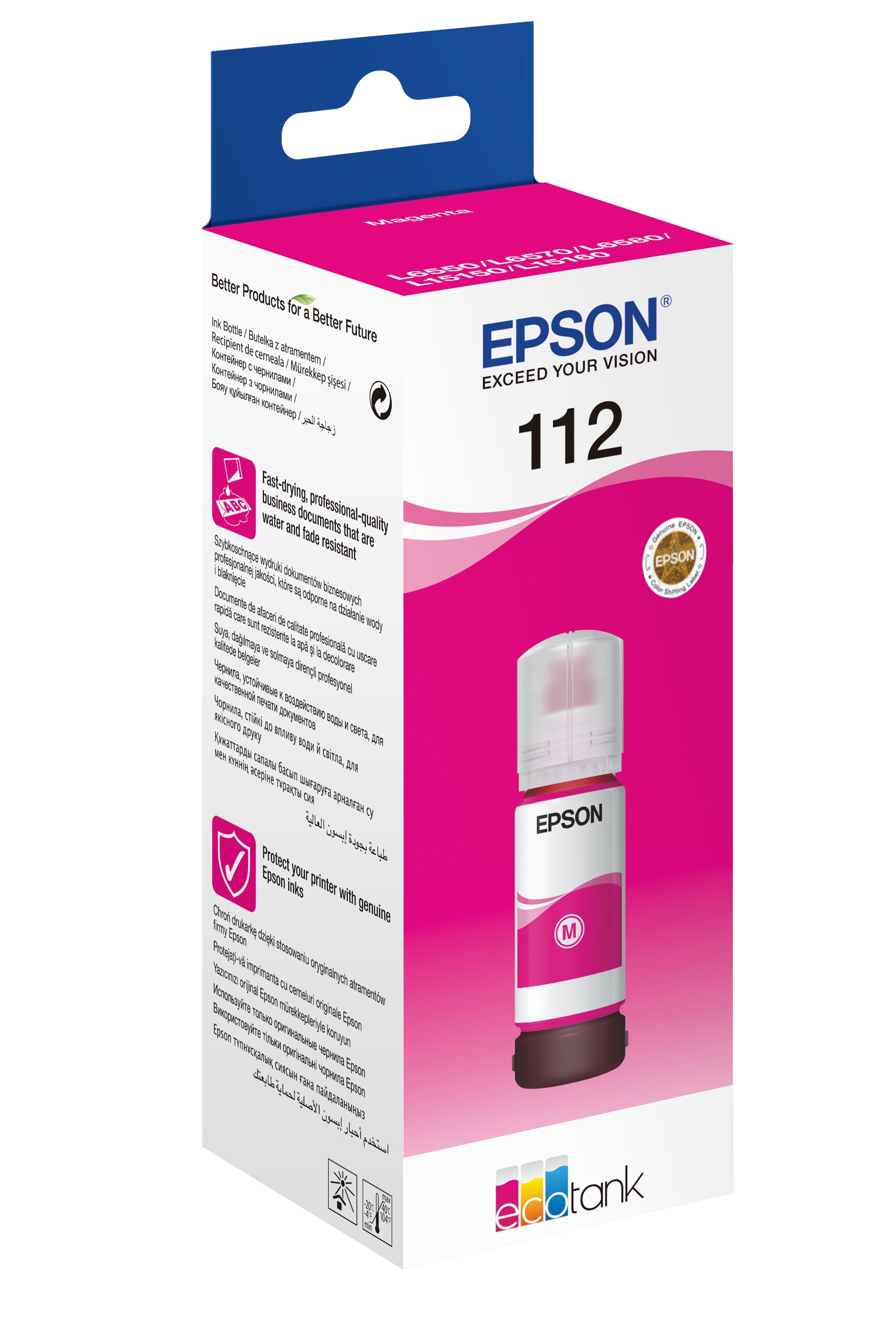Epson EcoTank 112 Magenta Tintenpatrone (Original) – 6'000 Seiten – für Epson L5160/L5150