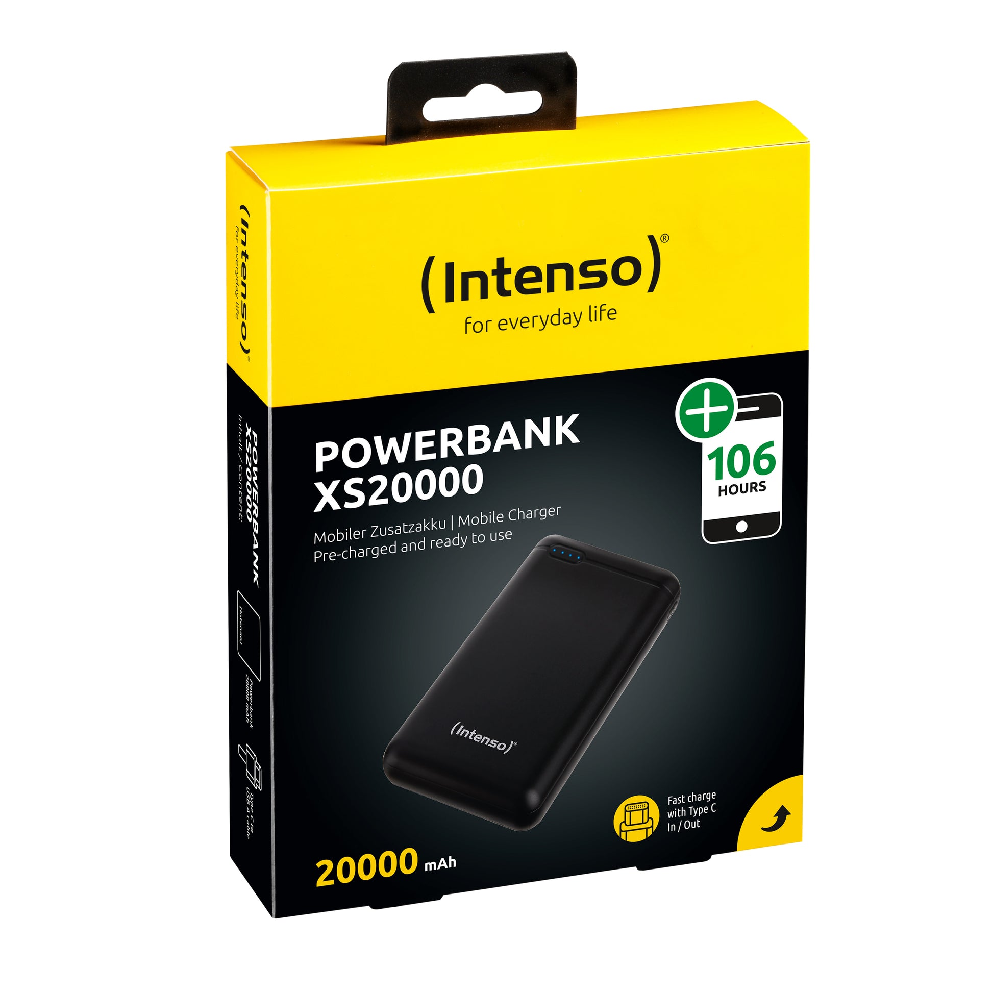 Intenso XS20000 Powerbank 20'000 mAh – 1× USB-C, 1× USB-A, schwarz