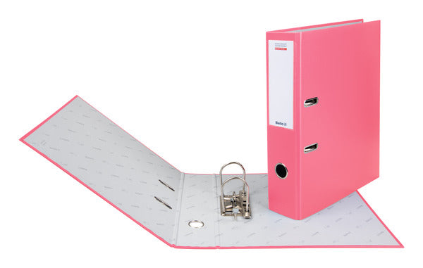 Biella Bundesordner – A4 Hochformat – 2-Ring Hebelmechanik, Rücken 70 mm – Rosa, mit Niederhalter, FSC