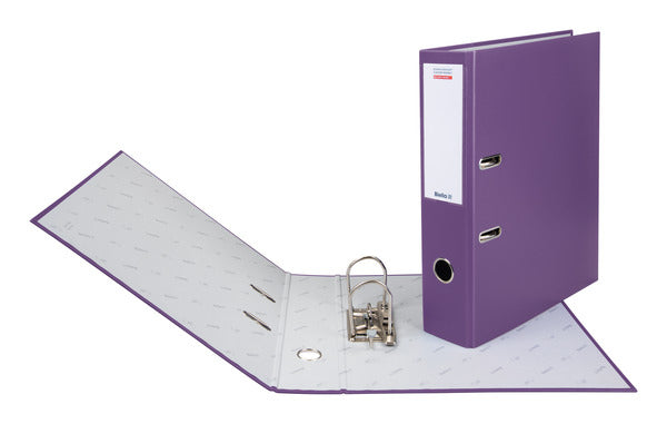 Biella Ordner – A4 hoch – 2-Ring Hebelmechanik, Rücken 70 mm – violett, Karton, mit Niederhalter, FSC