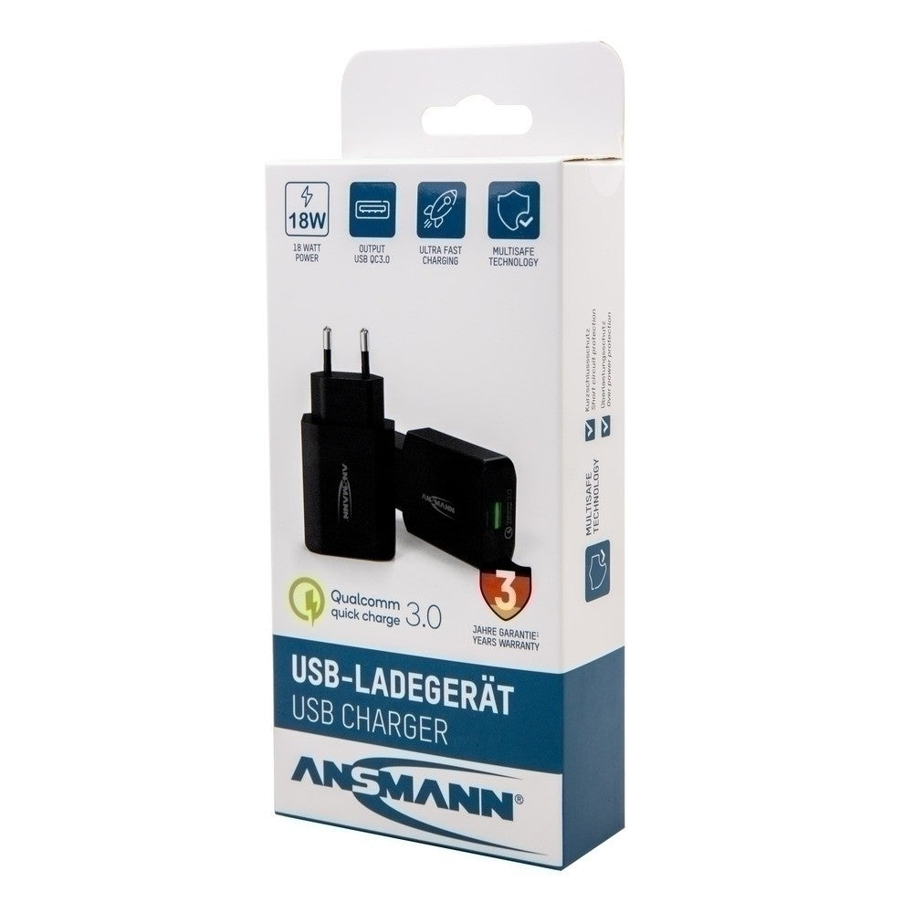 Ansmann HC218PD USB-Ladegerät 18 W – USB-A×1 – QC 3.0 – Schwarz