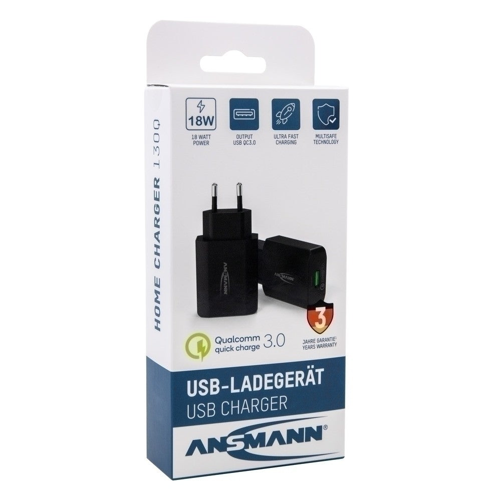 Ansmann HC218PD USB-Ladegerät 18 W – USB-A×1 – QC 3.0 – Schwarz