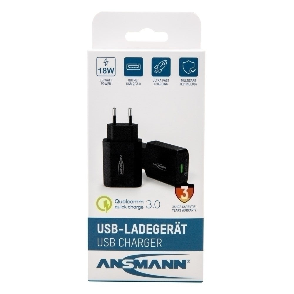 Ansmann HC218PD USB-Ladegerät 18 W – USB-A×1 – QC 3.0 – Schwarz