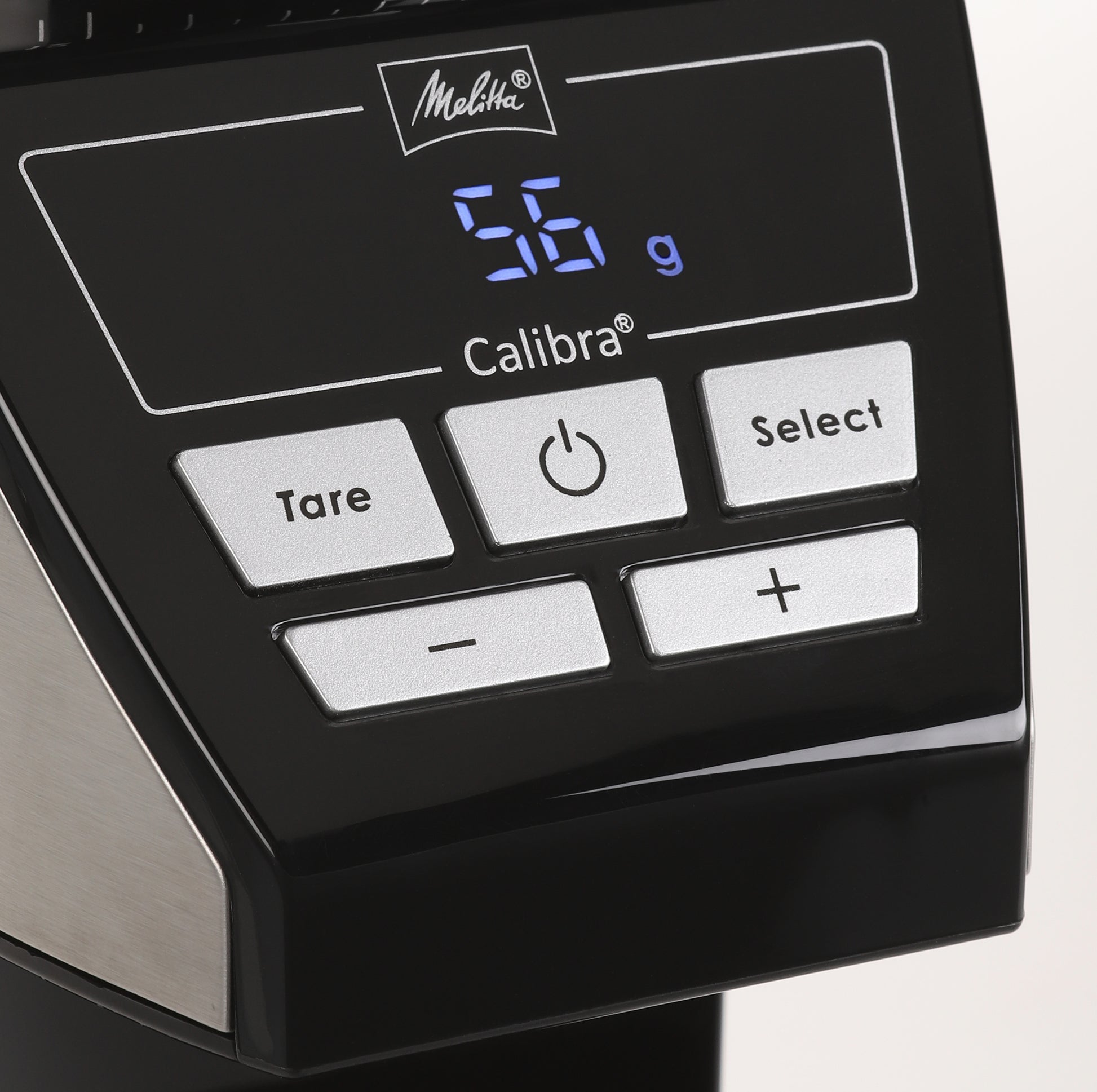 Melitta Kaffeemühle Calibra – Kegelmahlwerk, 39 Stufen, 375 g, 160 W, LCD-Display, Schwarz