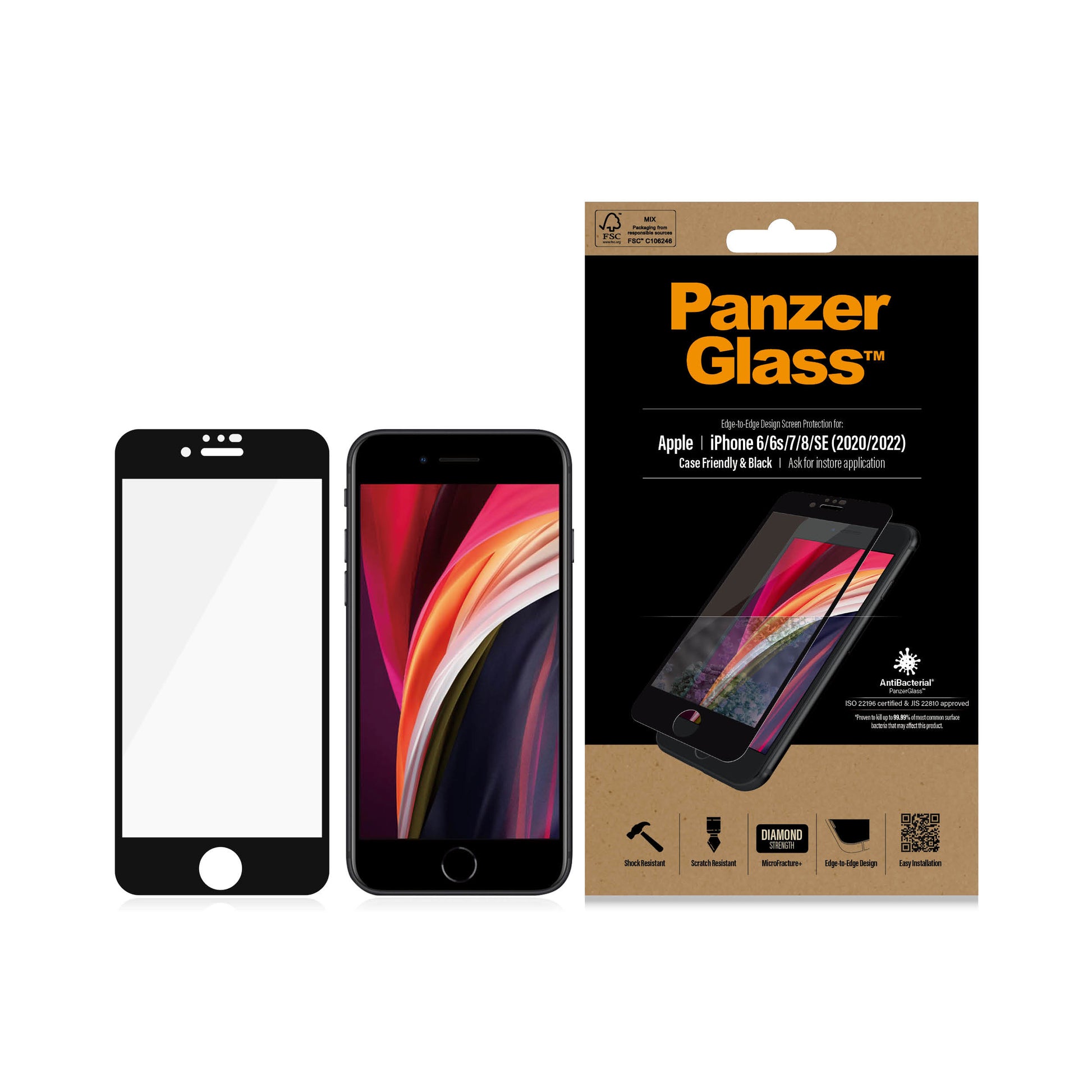 PanzerGlass Displayschutzglas – für Apple iPhone 6/6s/7 (und andere) – Hartglas, Transparent – 1er-Pack