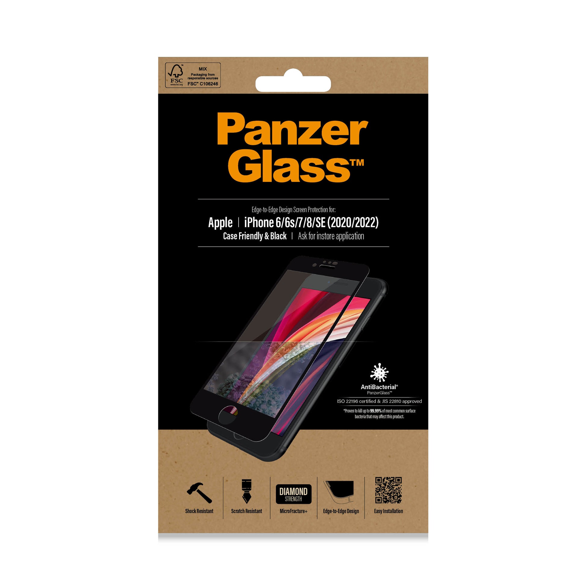 PanzerGlass Displayschutzglas – für Apple iPhone 6/6s/7 (und andere) – Hartglas, Transparent – 1er-Pack