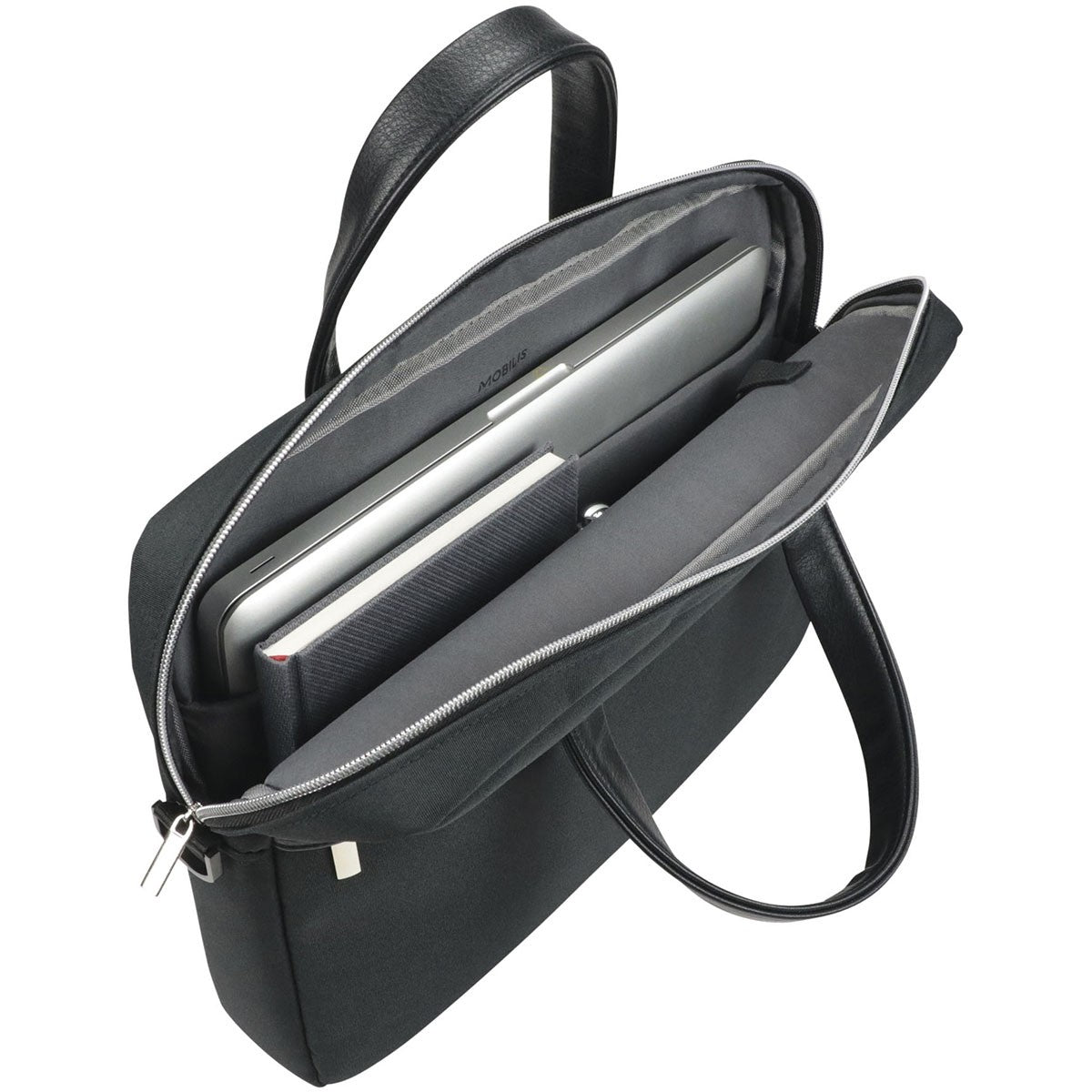 Mobilis Notebook-Tasche bis 14" – mit Schultergurt, Fronttasche – Schwarz