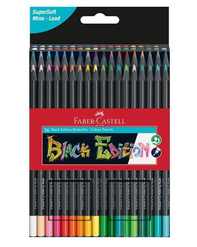 Faber-Castell Buntstifte Black Edition – 36 Farben, im Kartonetui, Ø 3 mm, dreikantig, FSC