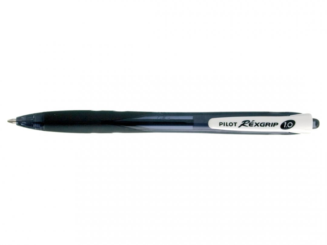 Pilot Rexgrip Kugelschreiber – Schwarz, Spitze 1 mm, Druck, Edelstahlspitze, nachfüllbar