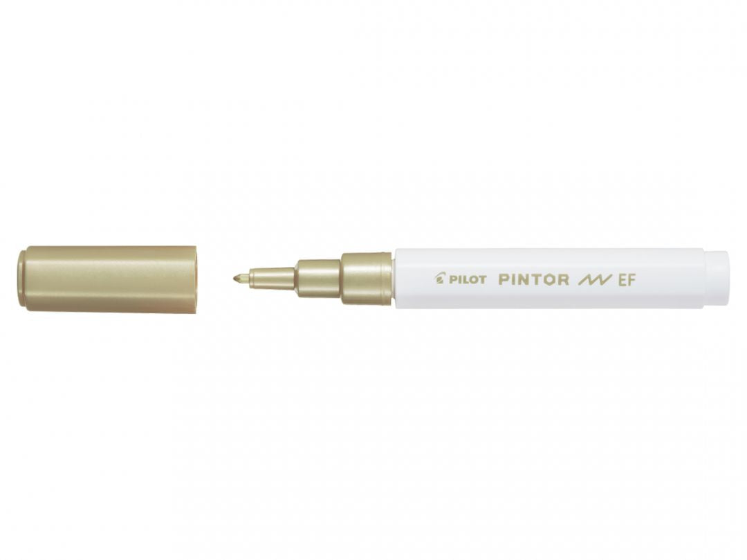 Pilot Pigment-Marker Pintor – Rundspitze 0,5-0,7 mm – Gold Metallic – Für dunkle Oberflächen geeignet