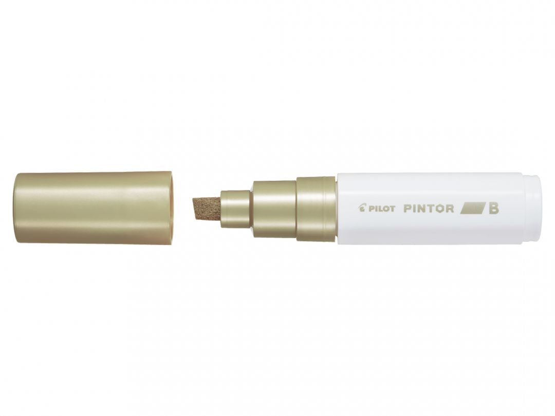 Pilot Pigment-Marker Pintor – Keilspitze 8 mm – Metallic Gold – Für dunkle Oberflächen geeignet