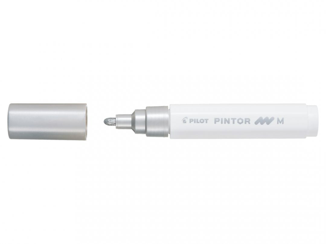Pilot Pintor M Kreativ-/Pigmentmarker – Mittlere Spitze 1,4–4,5 mm, Silber, Deckend – Für Viele Oberflächen