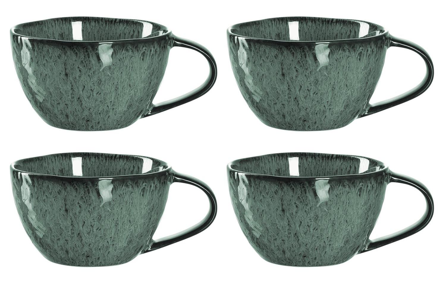 LEONARDO Matera Kaffeetasse – 0,29 l, Keramik, Grün, stapelbar, Henkel, 4 Stück