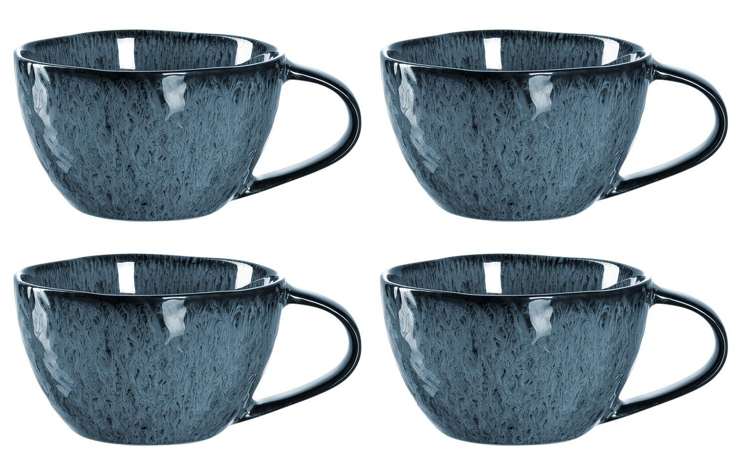 LEONARDO Kaffeetasse Matera – 4er Set, 290 ml, Ø 10,0 cm, Keramik, Blau, spülmaschinenfest