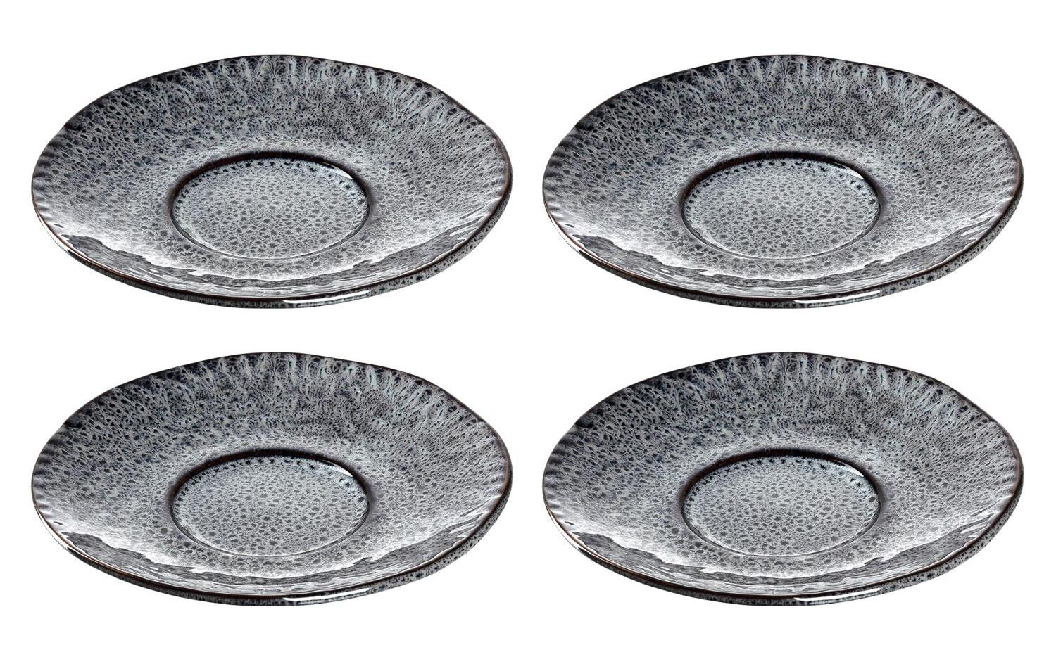 LEONARDO Matera Unterteller – 4er Set, Ø 15,0 cm, Keramik, Anthrazit, spülmaschinenfest, mikrowellengeeignet