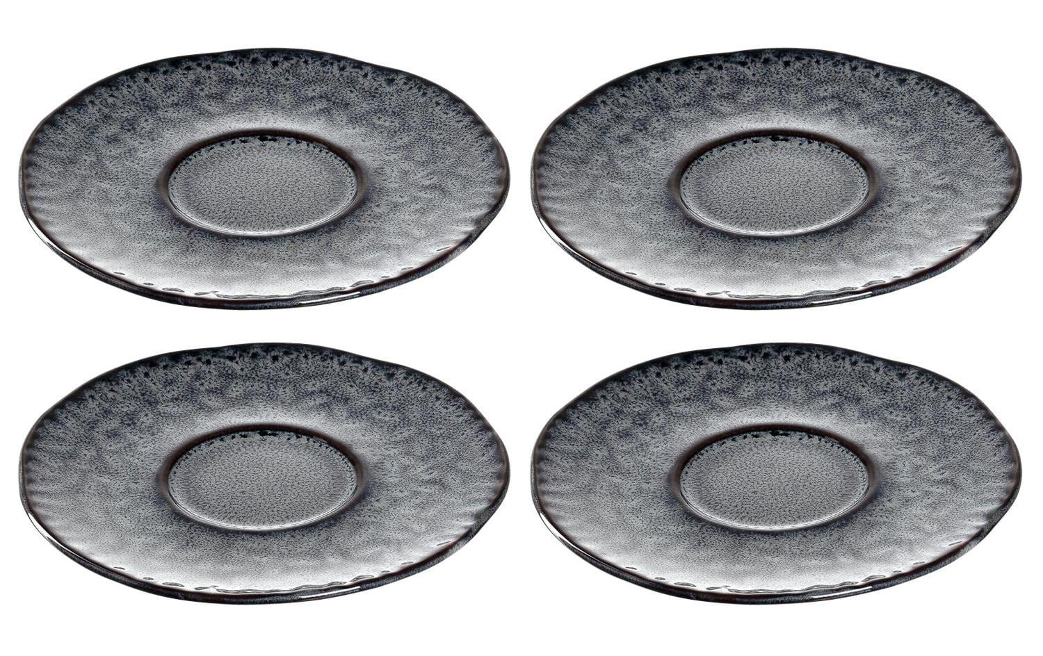 LEONARDO Matera Unterteller – 4er Set, Ø 11,0 cm, Keramik, Anthrazit, spülmaschinenfest