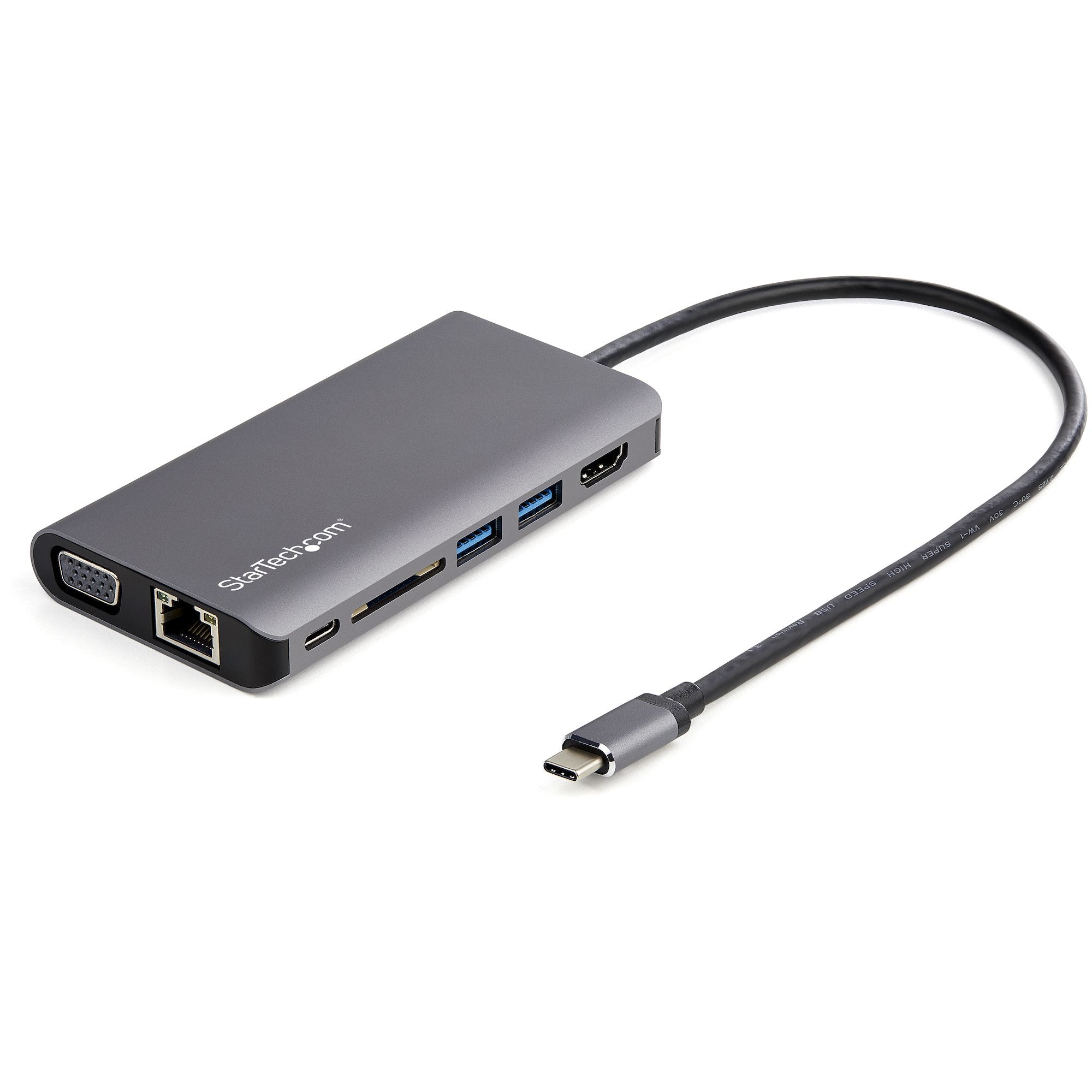 StarTech.com Multiport-Adapter – USB-C, 1× HDMI, 1× VGA, 2× USB-A, 100 W PD, GbE, für Windows/Mac/ChromeOS