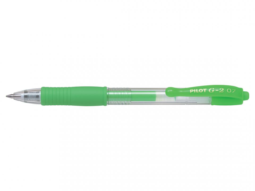 Pilot G-2 Gelschreiber – Neon Grün, 0,7 mm, für dunkles Papier, Druck, nachfüllbar
