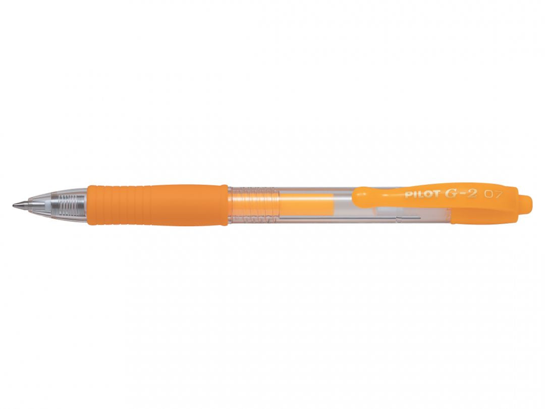 Pilot G-2 Gelschreiber – Neon Apricot, 0,7 mm, für dunkles Papier, Druckmechanik, nachfüllbar