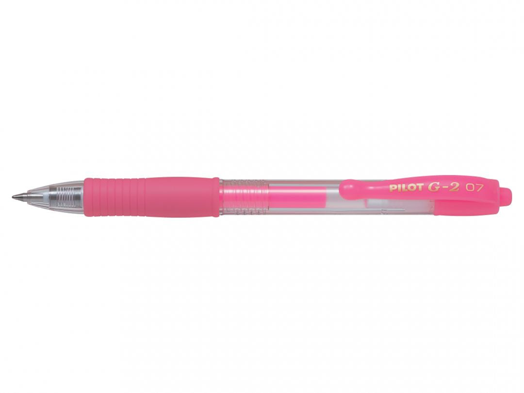 Pilot G-2 Gelschreiber – Neon Pink, 0,7 mm, für dunkles Papier, Druck, nachfüllbar