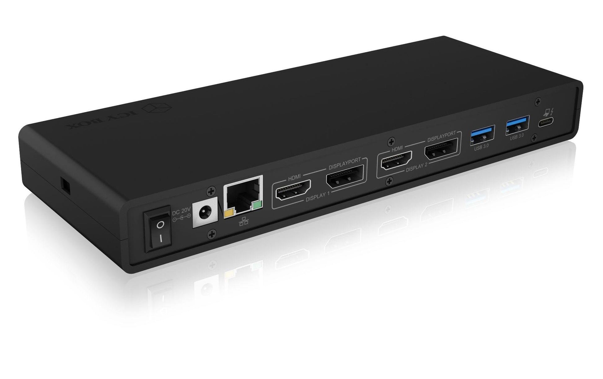 ICY BOX IB-DK2245AC Dockingstation – USB-C, 2× DP, 2× HDMI, 4× USB-A, 2× USB-C, 65 W PD, GbE, 3,5 mm Audio