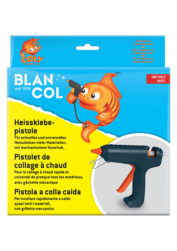 BLANCOL Heissklebepistole Hot Melt – 200 °C – inkl. 2 Klebepatronen, mechanischer Vorschub