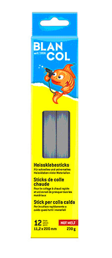BLANCOL Heissklebepatronen – Ø 11,2 × 200 mm – 12 Stück, 230 g – Weiss, geruchsarm