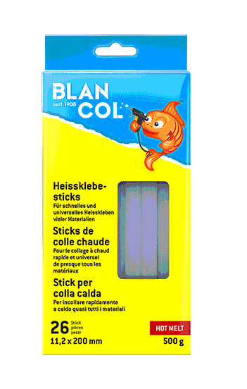 BLANCOL Heissklebepatronen – Ø 11,2 × 200 mm – 26 Stück, 500 g – Weiss, geruchsarm – für Basteln