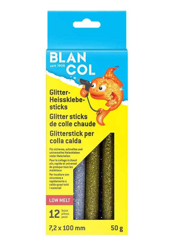 BLANCOL Heissklebepatronen Low Melt 105 °C – Ø 7,4 × 100 mm – 12 Stück – Weiss, geruchsarm