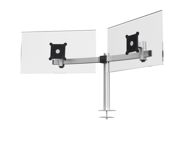 Durable Monitorhalterung, 2 Monitore, Tischdurchführung, bis 27", VESA 75 × 75/100 × 100 mm, 8 kg, silber