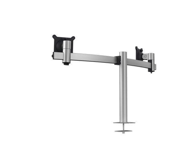 Durable Monitorhalterung, 2 Monitore, Tischdurchführung, bis 27", VESA 75 × 75/100 × 100 mm, 8 kg, silber
