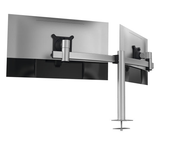 Durable Monitorhalterung, 2 Monitore, Tischdurchführung, bis 27", VESA 75 × 75/100 × 100 mm, 8 kg, silber