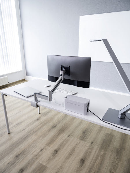 Durable Monitorarm, Tischklemme, bis 27", VESA 75 × 75/100 × 100 mm, 8 kg, silber