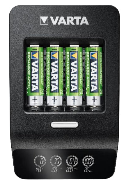 Varta LCD Ultra Fast Charger+ Batterieladegerät 4× – für AA, AAA – inkl. 4× AA (2100 mAh)