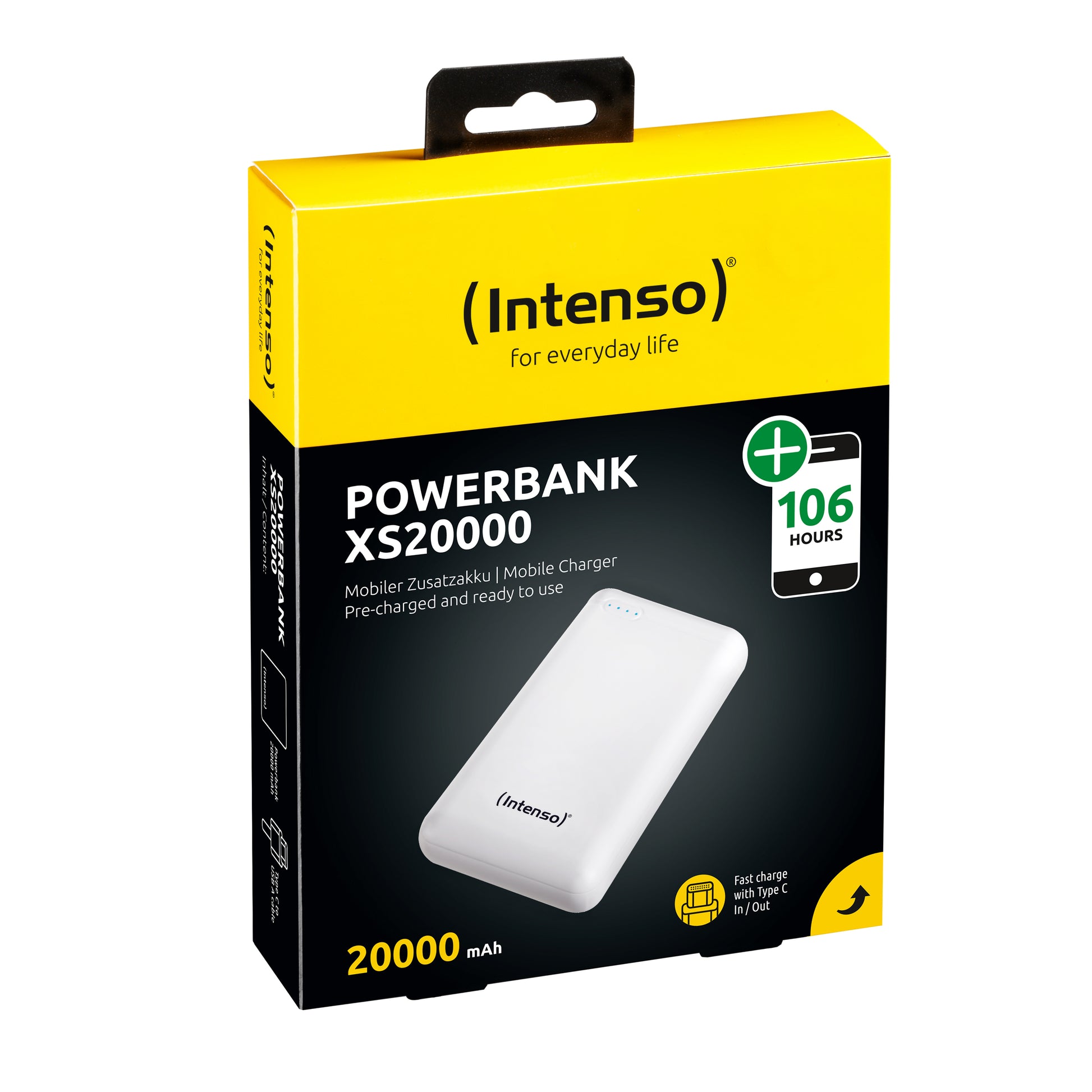 Intenso XS20000 Powerbank 20'000 mAh – 1× USB-C, 1× USB-A, weiss