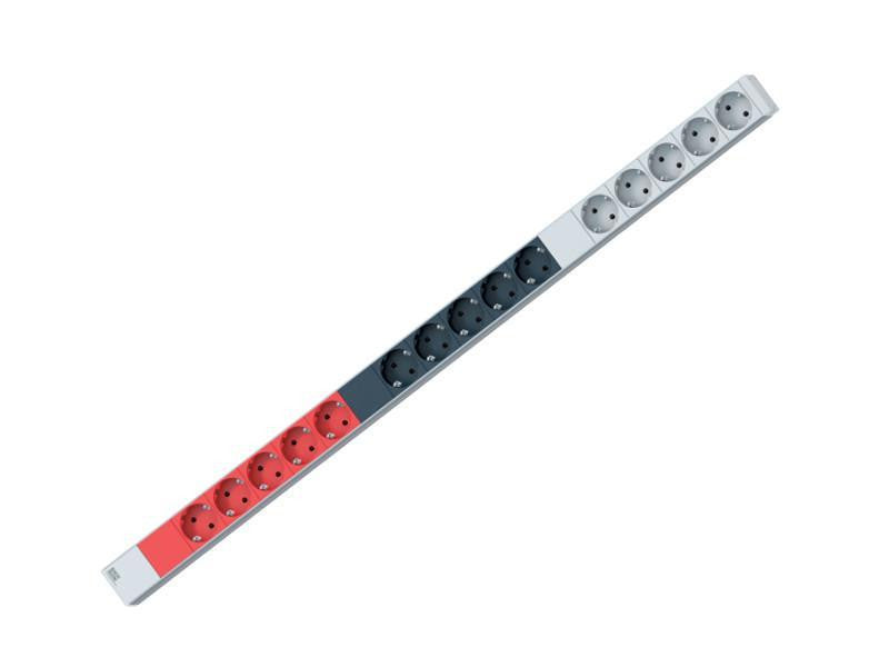 Bachmann Rack-PDU – 1U vertikal, 15× Schutzkontakt, CEE 3×16A rot, 400 V, dreiphasig, 3 m