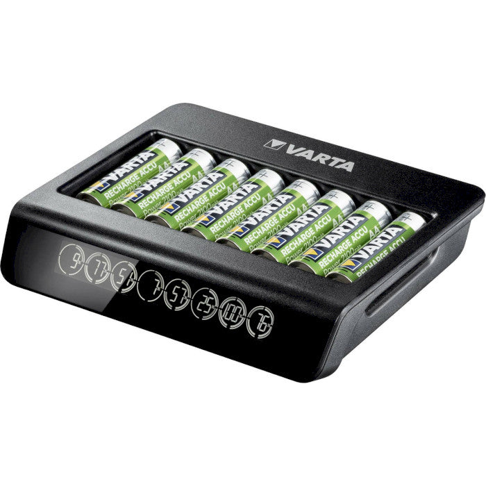 Varta Multi Charger+ Batterieladegerät 8× – LCD, USB-C – für NiMH AA/AAA – schwarz