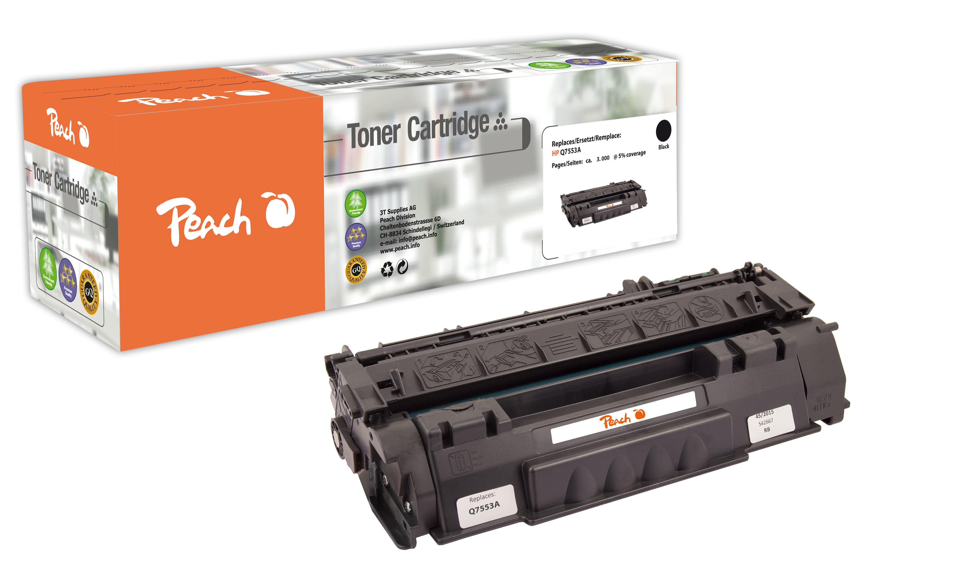 Peach Q7553A Schwarz Toner – Kompatibel – 3'000 Seiten – für HP LaserJet M 2700 Serie/M2727 NF MFP