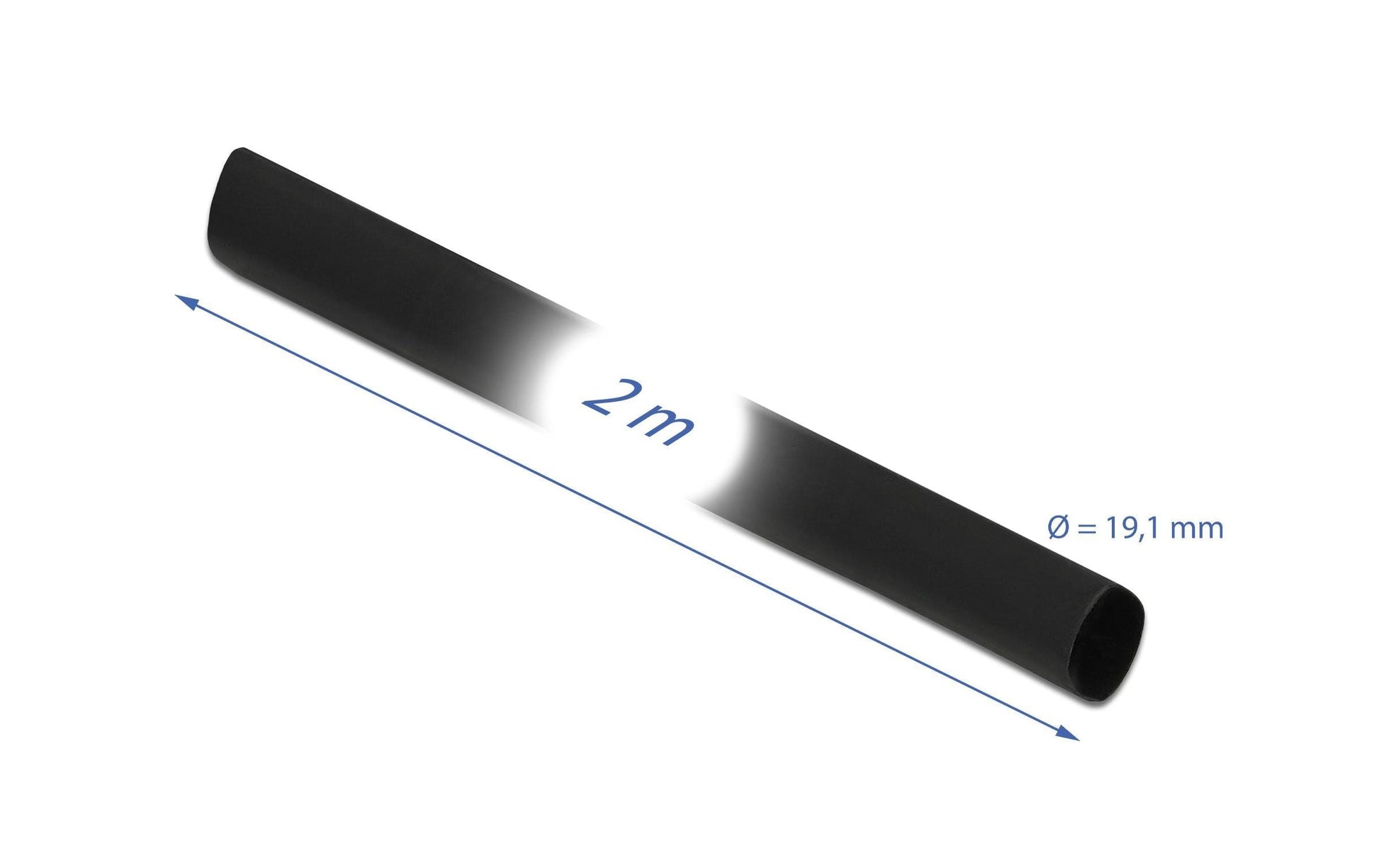DeLOCK Schrumpfschlauch, Ø 19,1 mm × 2 m, Schrumpfungsrate 4:1 – Schwarz