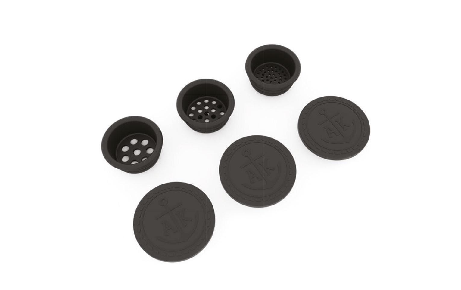 Ankerkraut 3-teiliges Streudosen-Set, Glas/Kunststoff, schwarz/transparent, für Gewürze