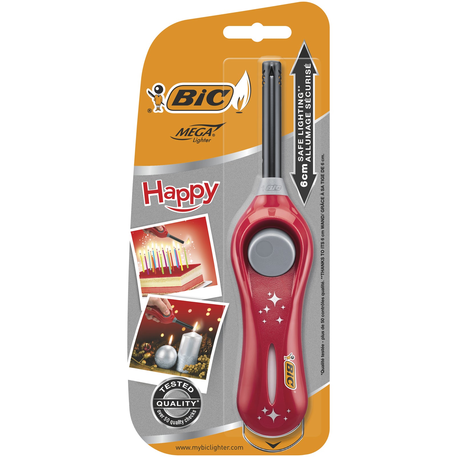 BIC Küchenfeuerzeug, Piezo, nachfüllbar, Kunststoff/Metall, rot