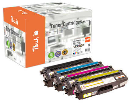 Peach Toner-Multipack TN-421 – BK 3000, C/M/Y 1800 Seiten – für Brother DCPL 8410 CDN, HLL 8260 CDW und andere