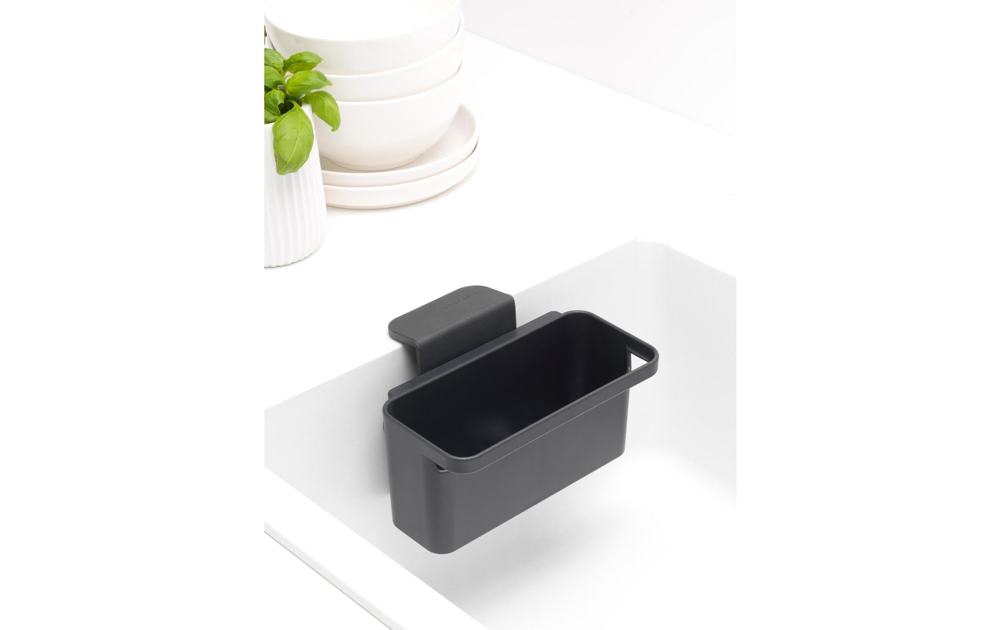 Brabantia Utensilienhalter (wandmontiert) 12,8 × 17,1 × 10,5 cm, Kunststoff, Dunkelgrau