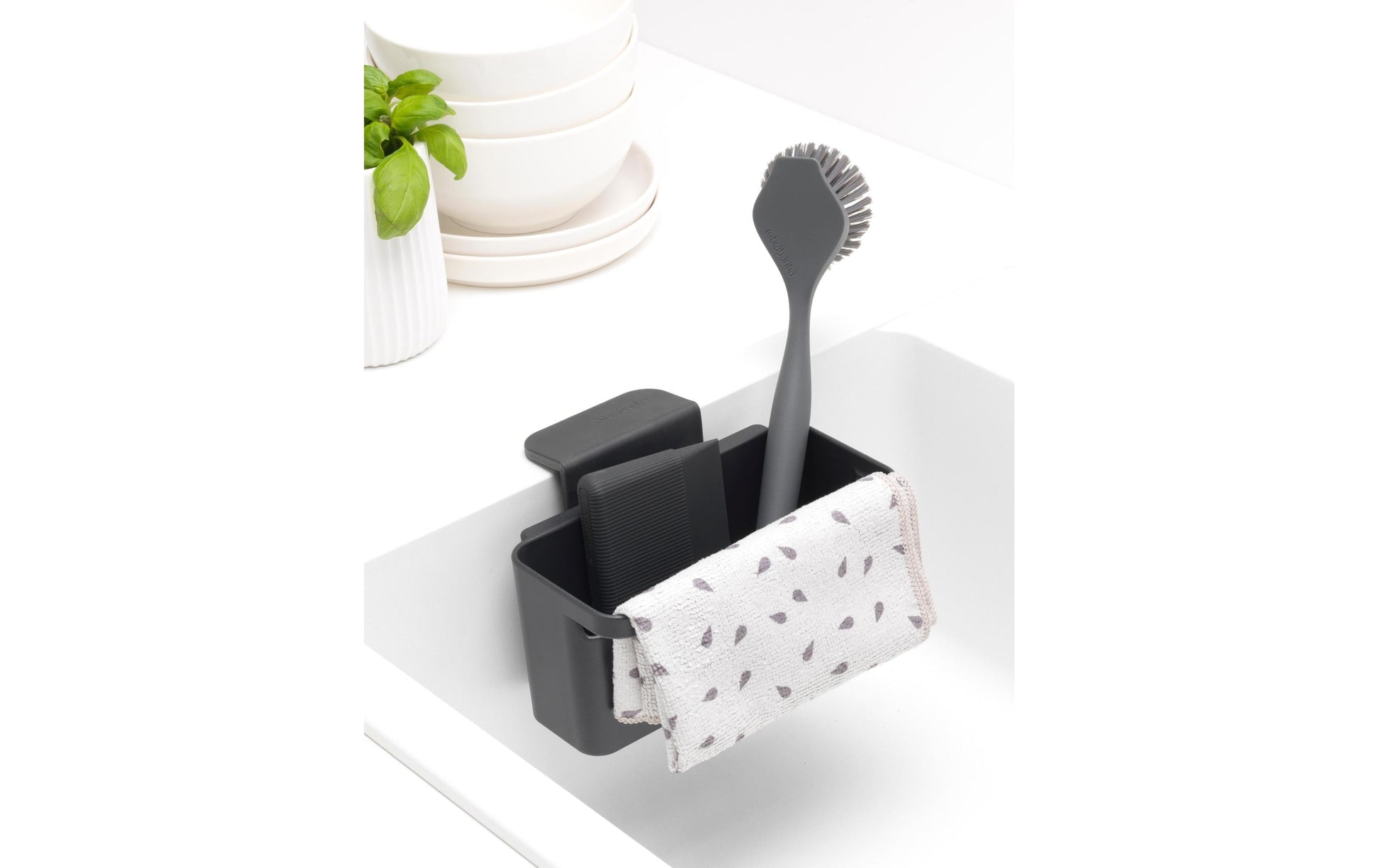 Brabantia Utensilienhalter (wandmontiert) 12,8 × 17,1 × 10,5 cm, Kunststoff, Dunkelgrau
