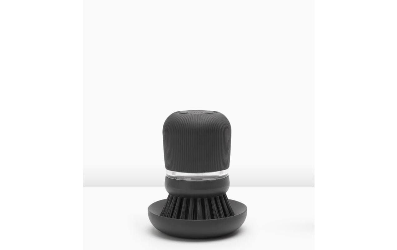 Brabantia Abwaschbürste – Kunststoff, 10,5 cm, Dunkelgrau, mit Seifenspender