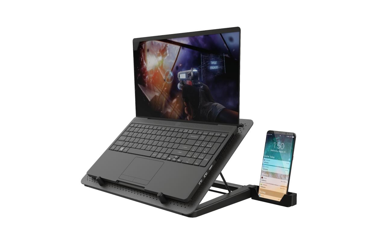 Trust Laptop-Ständer – für Notebooks bis 17,3", USB-Port, Aluminium, schwarz