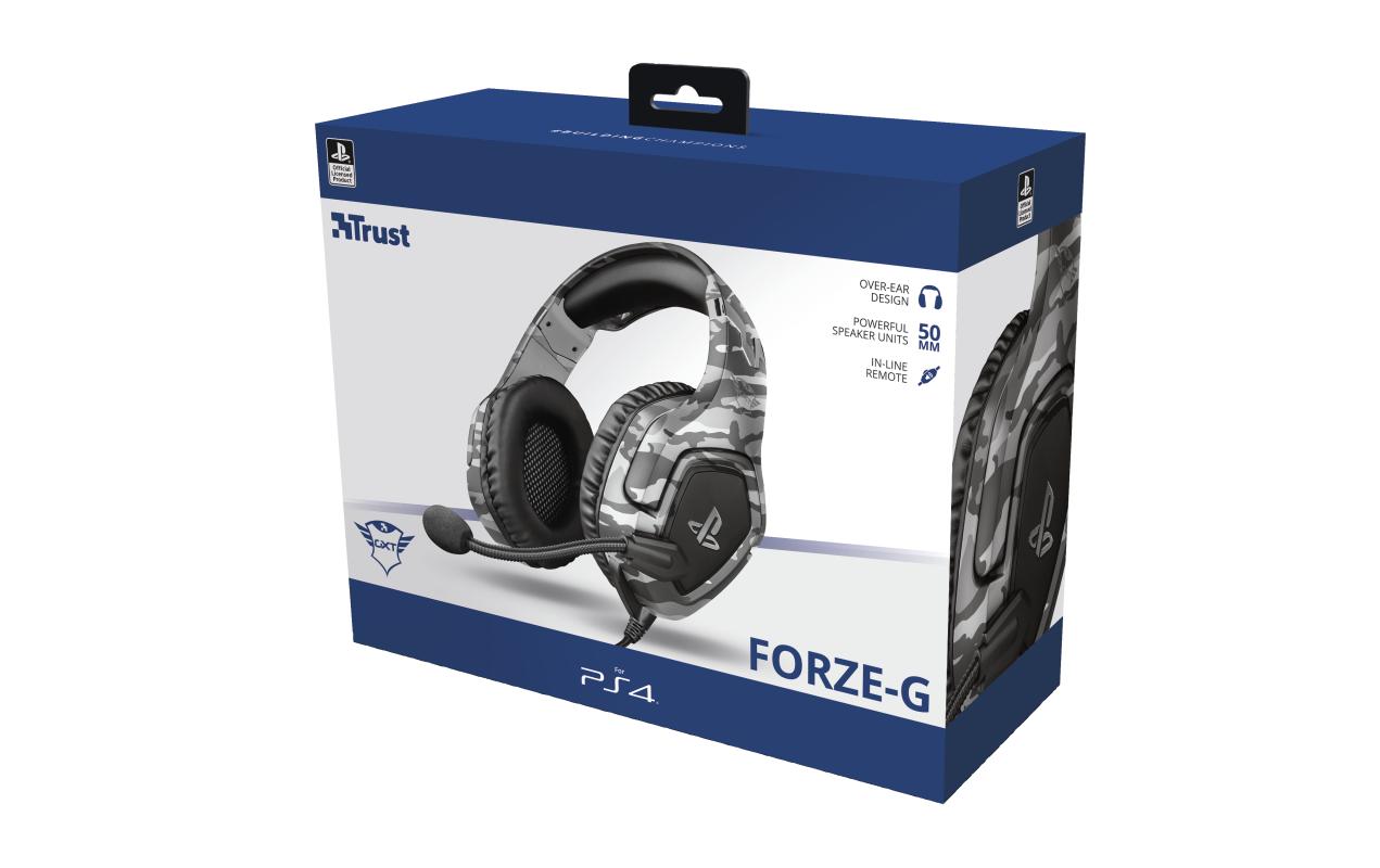 Trust GXT 488 Forze-G Gaming-Headset – Over-Ear, Stereo, Kabelgebunden, 3,5 mm Klinke, für PS4, Grau